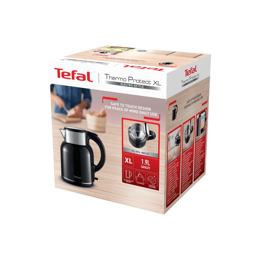 Tefal - Wasserkocher THERMO PROTECT XL 1,9l 1650W/230V Edelstahl/schwarz