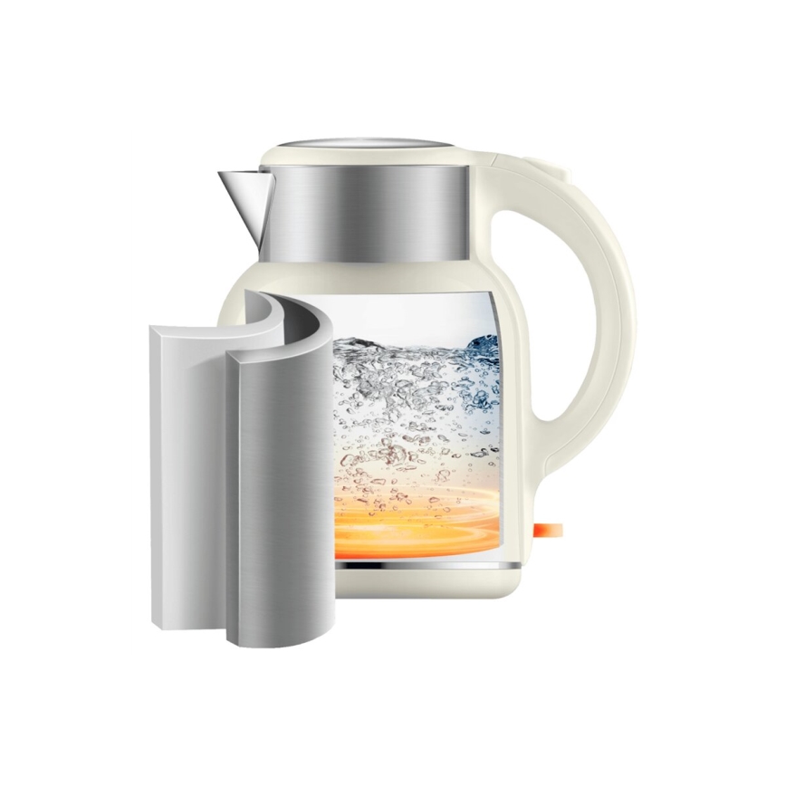 Tefal - Wasserkocher THERMO PROTECT XL 1,9l 1650W/230V Edelstahl/weiß