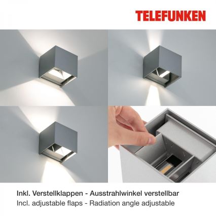 Telefunken 303404TF - LED Außenwandleuchte LED/7W/230V IP44 silber