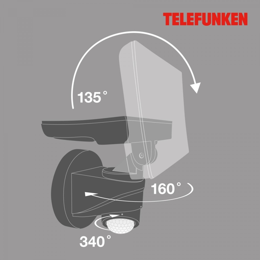 Telefunken 304305TF - Outdoor-LED-Wandleuchte mit Sensor LED/24W/230V IP44 schwarz