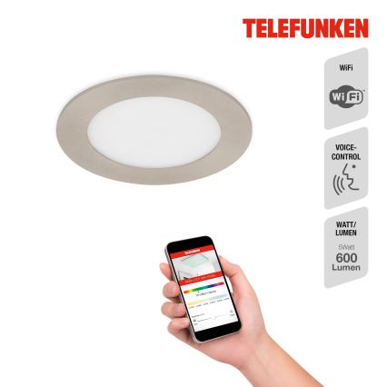 Telefunken 309302TF - Dimmbare LED-RGBW-Einbauleuchte für Badezimmer LED/6W/230V 2700-6500K IP23 Wi-Fi Tuya