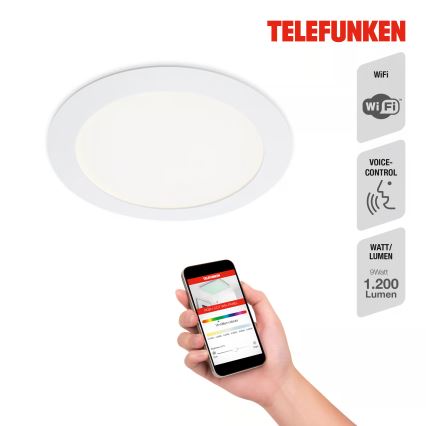 Telefunken 309406TF - FRAME LED RGBW dimmbare Einbauleuchte LED/12W/230V 2700-6500K Wi-Fi Tuya weiß