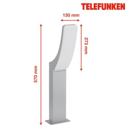 Telefunken 311804TF - LED-Außenleuchte LED/15W/230V 57 cm IP44 silbern