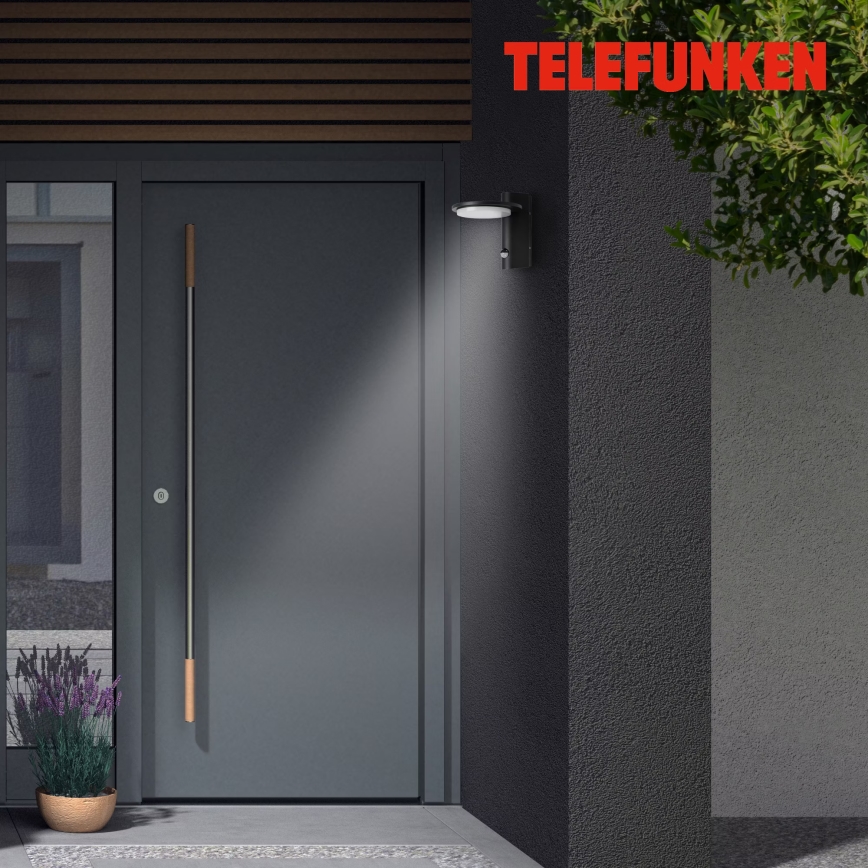 Telefunken 312505TF - LED-Outdoor-Wandleuchte mit Sensor LED/10W/230V IP44 schwarz
