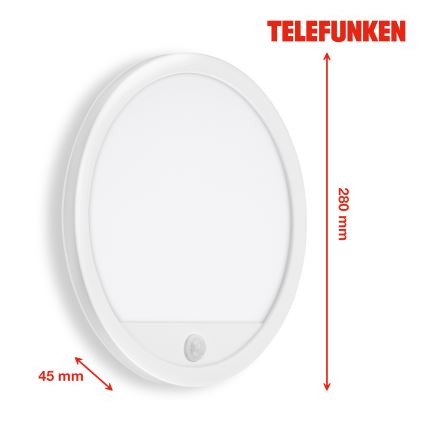 Telefunken 313706TF - LED-Wandleuchte mit Sensor für den Außenbereich LED/15W/230V IP44 weiß