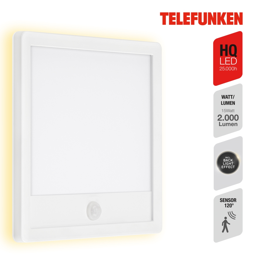 Telefunken 313806TF - LED Außenwandleuchte mit Sensor LED/15W/230V IP44