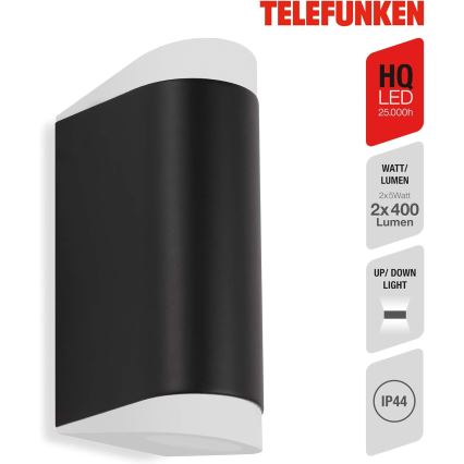 Telefunken 314905TF - LED-Wandleuchte für den Außenbereich 2xGU10/5W/230V IP44 schwarz