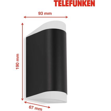 Telefunken 314905TF - LED-Wandleuchte für den Außenbereich 2xGU10/5W/230V IP44 schwarz