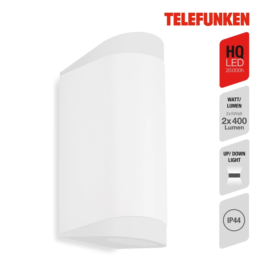 Telefunken 314906TF - LED-Wandleuchte für den Außenbereich 2xGU10/5W/230V IP44 weiß