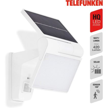 Telefunken 315206TF - LED Solar-Wandleuchte mit Sensor LED/3W/3,7V IP44 2000 mAh