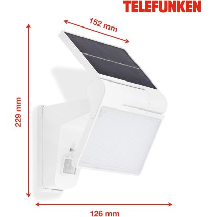 Telefunken 315206TF - LED Solar-Wandleuchte mit Sensor LED/3W/3,7V IP44 2000 mAh