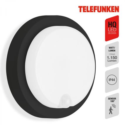 Telefunken 315305TF - LED-Outdoor-Wandleuchte mit Sensor LED/12W/230V IP44 schwarz