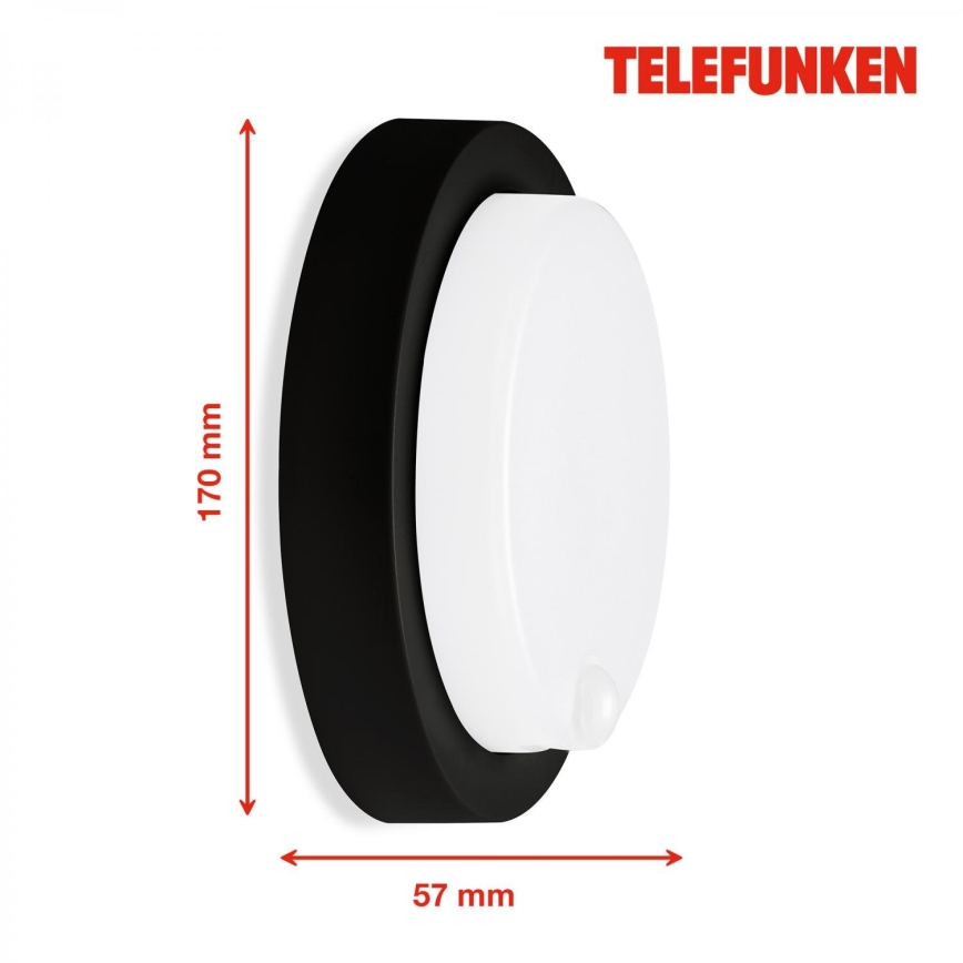Telefunken 315305TF - LED-Outdoor-Wandleuchte mit Sensor LED/12W/230V IP44 schwarz