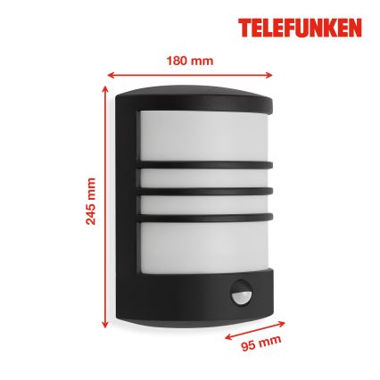 Telefunken 315505TF - LED-Outdoor-Wandleuchte mit Sensor LED/12W/230V IP44 schwarz