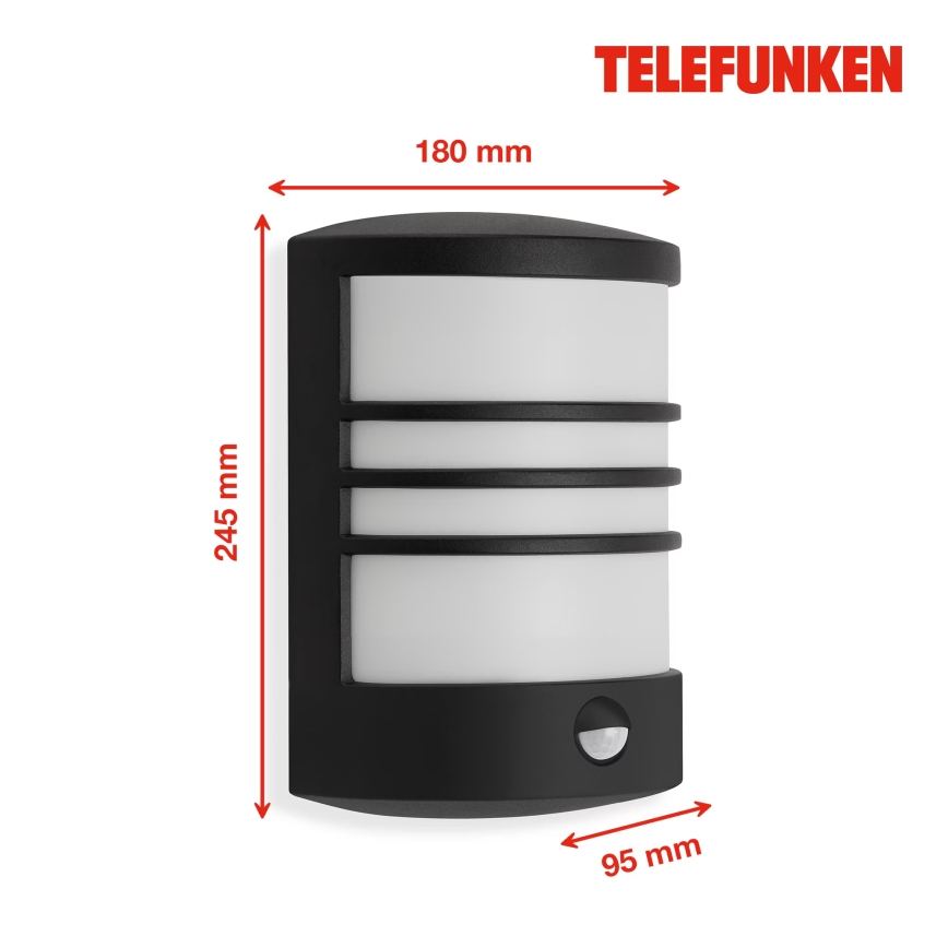 Telefunken 315505TF - LED-Outdoor-Wandleuchte mit Sensor LED/12W/230V IP44 schwarz
