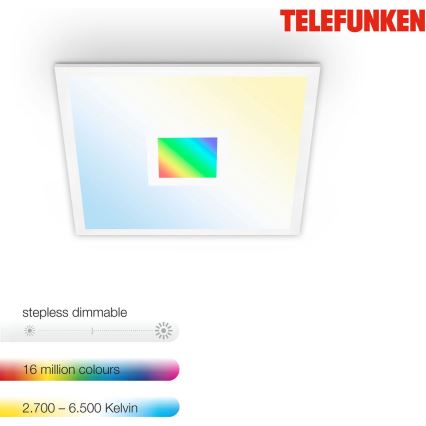 Telefunken 319106TF - Dimmbare RGBW-Deckenleuchte LED/24W/230V 2700-6500K weiß + Fernbedienung