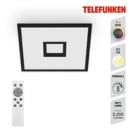 Telefunken 319405TF - Dimmbare LED-RGBW-Leuchte LED/24W/230V 2700-6500K schwarz + Fernbedienung