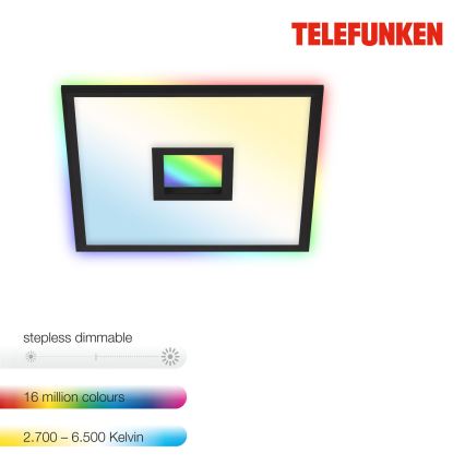 Telefunken 319405TF - Dimmbare LED-RGBW-Leuchte LED/24W/230V 2700-6500K schwarz + Fernbedienung