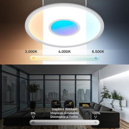 Telefunken 320104TF - LED RGBW dimmbare Deckenleuchte LED/21W/230V 3000–6500K Ø 45 cm + Fernbedienung