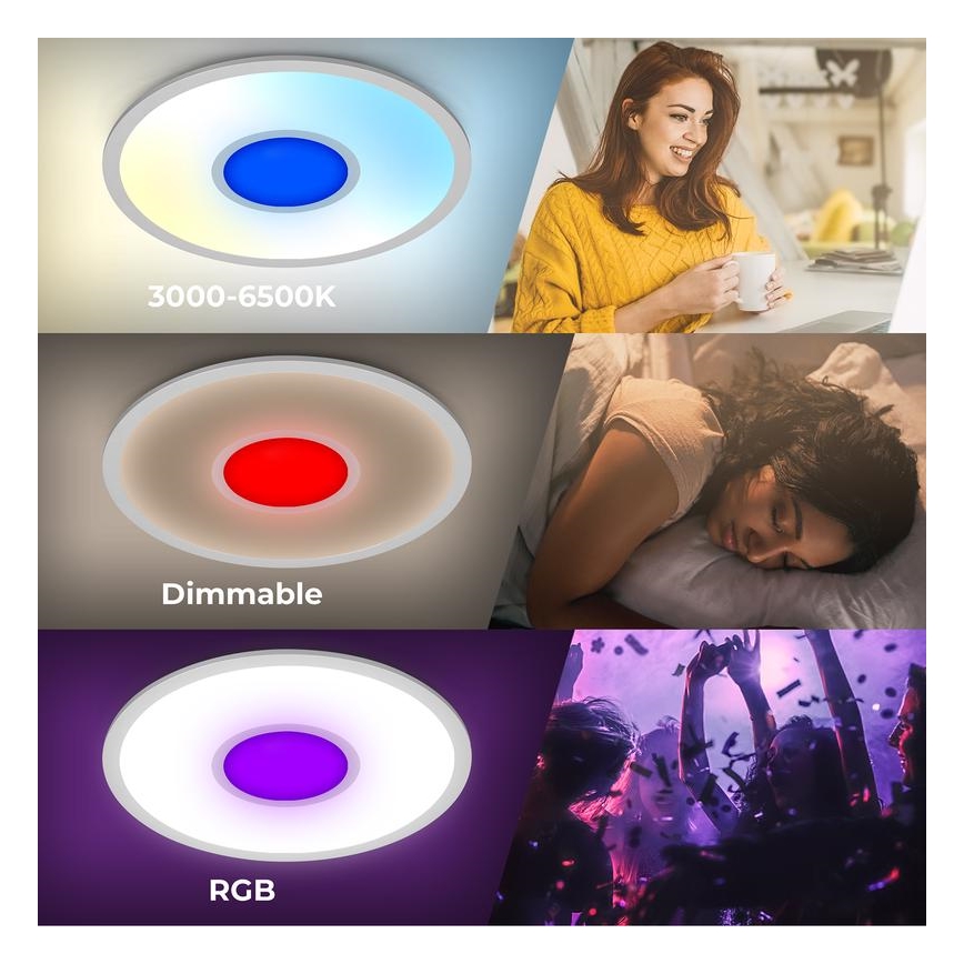 Telefunken 320104TF - LED RGBW dimmbare Deckenleuchte LED/21W/230V 3000–6500K Ø 45 cm + Fernbedienung