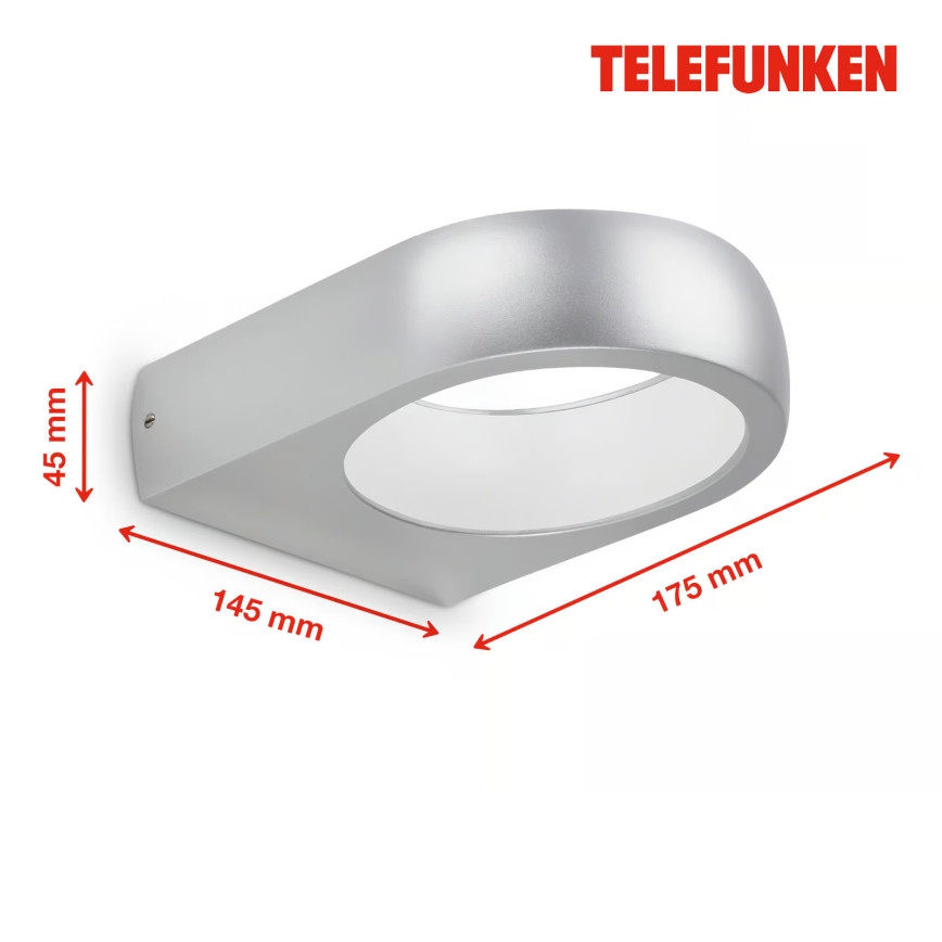 Telefunken 320204TF - LED-Außenwandleuchte LED/6,5W/230V IP44 mattes Chrom