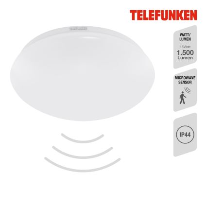 Telefunken 601206TF - LED-Deckenleuchte für Badezimmer mit Sensor LED/15W/230V IP44 d 28 cm