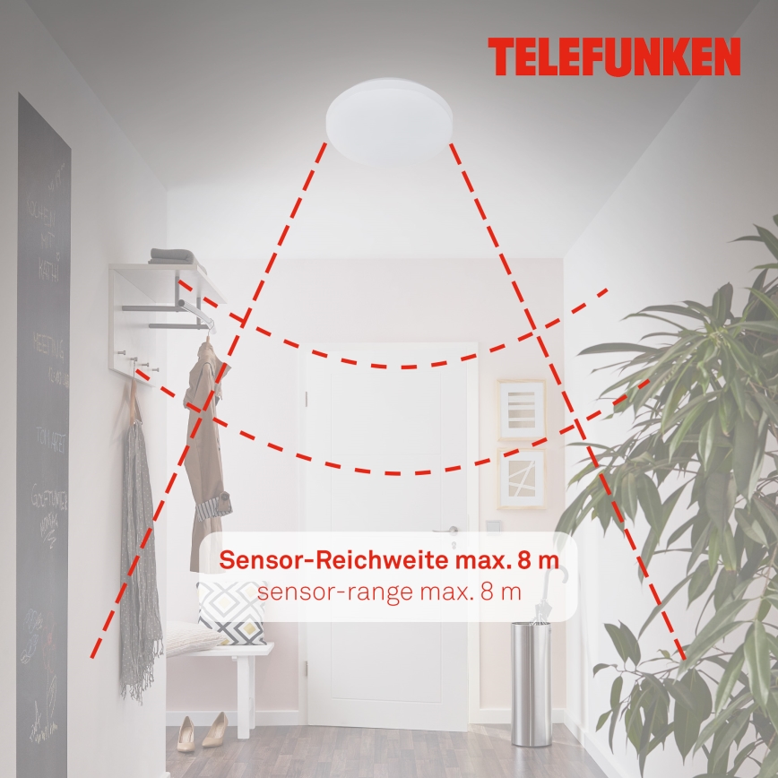 Telefunken 601506TF - LED Badezimmer-Deckenleuchte mit Sensor LED/12W/230V IP44