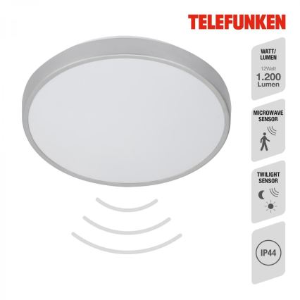 Telefunken 601604TF - LED-Deckenleuchte für Badezimmer mit Sensor LED/12W/230V IP44 d 29 cm