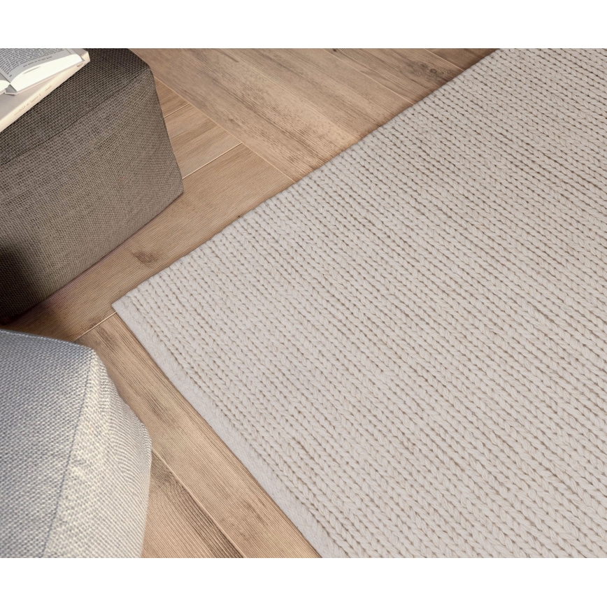 Teppich FIR WOOL 120 x 170 cm, 2600 g/m², Creme/Natur