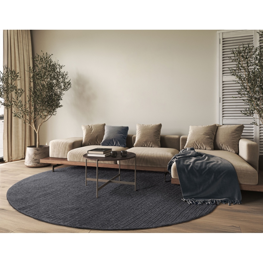 Teppich FIR WOOL 160 cm 2600 g/m2 anthrazit/natur