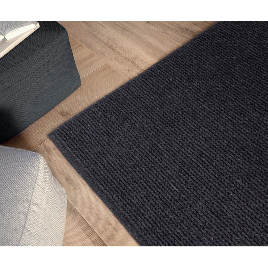 Teppich FIR WOOL 70x140 cm 2600 g/m2 Anthrazit/Natur