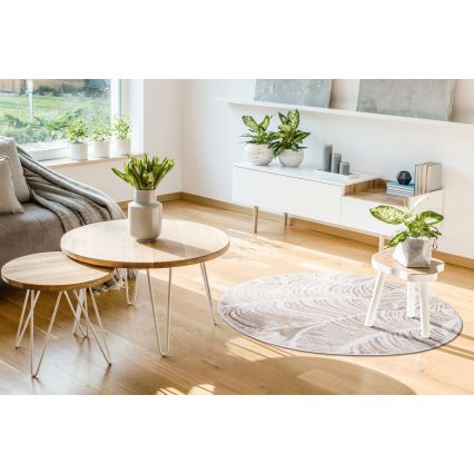 Teppich SALAMANCA 100 cm beige/weiß, Blattmuster