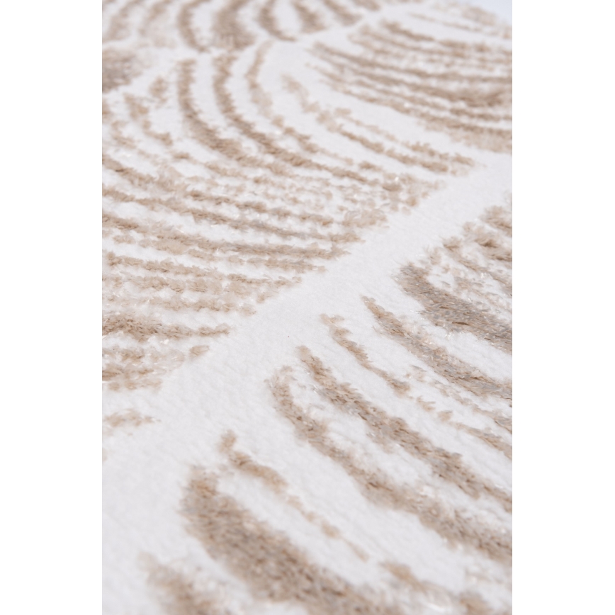 Teppich SALAMANCA 100 cm beige/weiß, Blattmuster