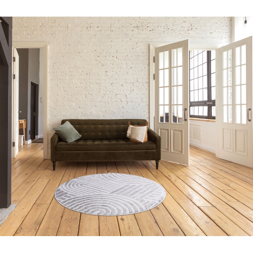 Teppich SALAMANCA 100 cm grau/weiß
