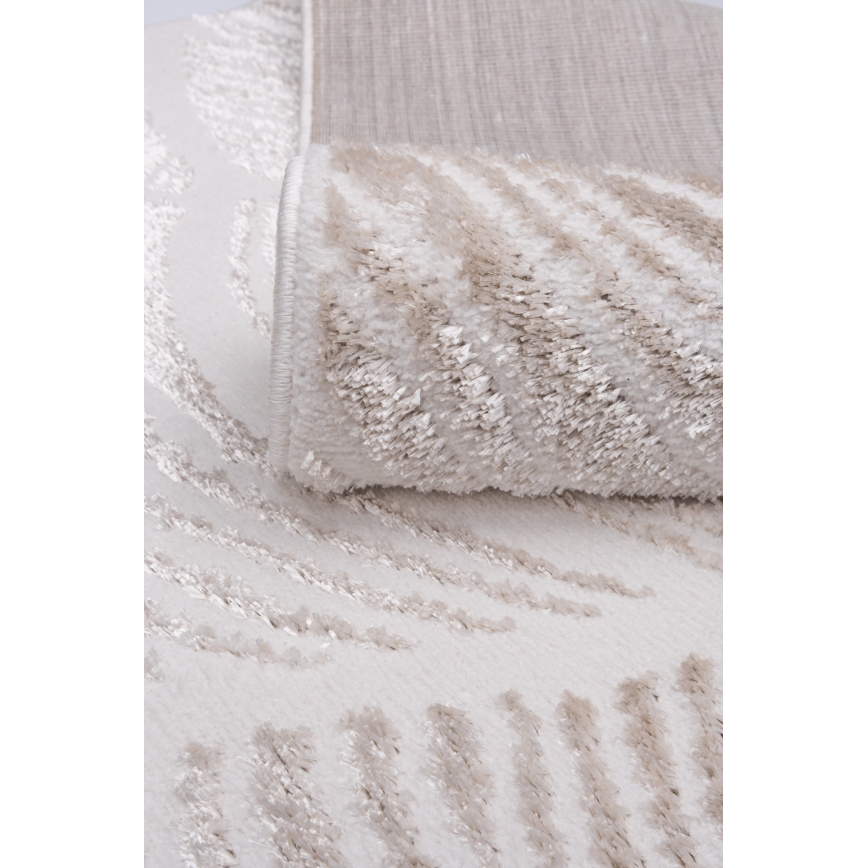 Teppich SALAMANCA 200 x 280 cm Beige/Weiß, Blattmuster