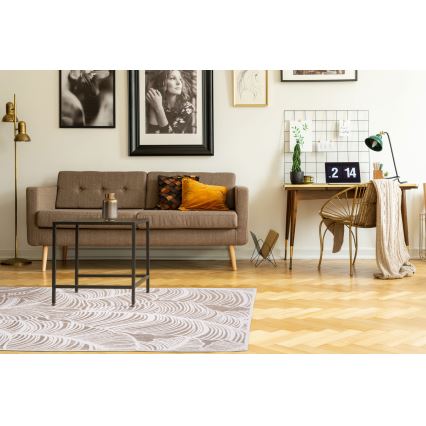 Teppich SALAMANCA 67x120 cm beige/weiß Blättermuster