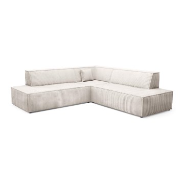 TERAMO Ecksofa mit Schlaffunktion und Stauraum, L-Form, rechts, Beige