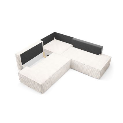 TERAMO Ecksofa mit Schlaffunktion und Stauraum, L-Form, rechts, Beige