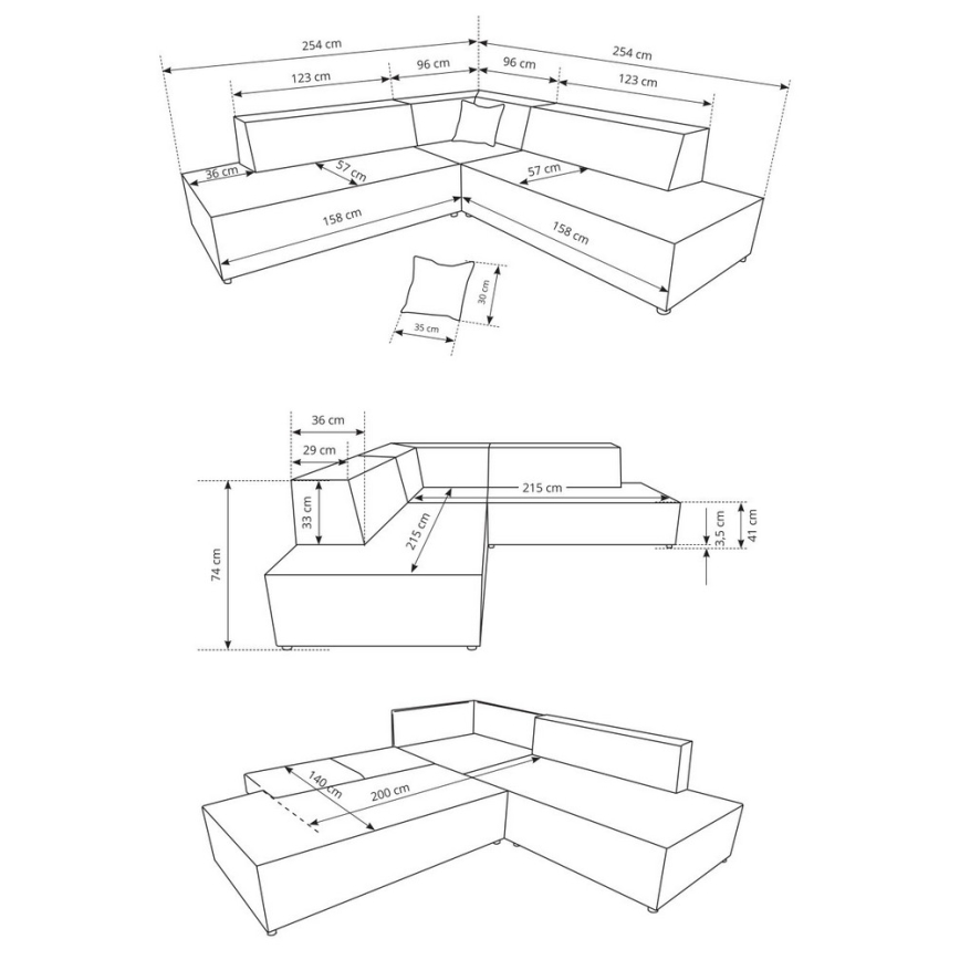 TERAMO Ecksofa mit Schlaffunktion und Stauraum, L-Form, rechts, Beige