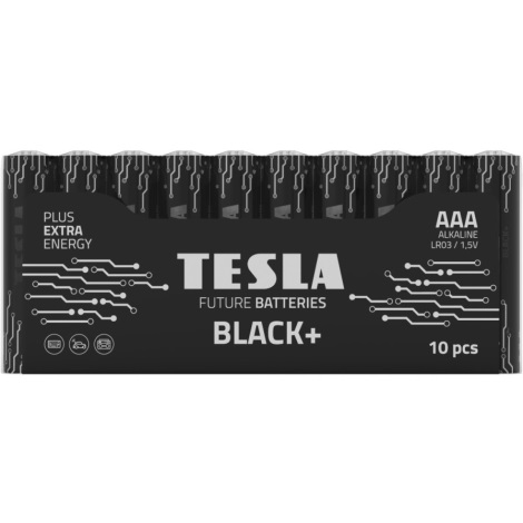 Tesla Batteries - 10 Stk. Alkalibatterie AAA BLACK+ 1,5V