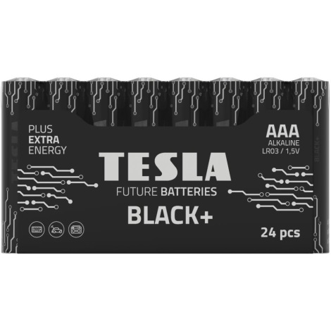 Tesla Batteries - 24 Stk. Alkalibatterie AAA BLACK+ 1,5V