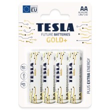 Tesla Batteries - 4 Stk. Alkalibatterie AA GOLD+ 1,5V