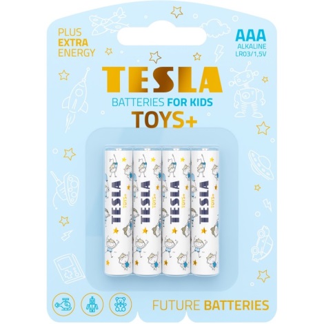 Tesla Batteries - 4 Stk. Alkalibatterie AAA TOYS+ 1,5V