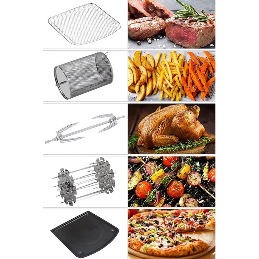 TESLA Electronics AirCook & Grill - Smarte multif. digit. Heißluftfritteuse 12 l 1800W/230V Wi-Fi