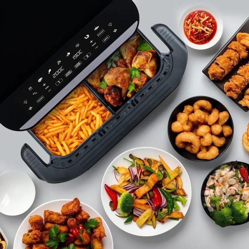 TESLA Electronics AirCook - Multifunktionale digitale Dual-Heißluftfritteuse 10 l 2400W/230V