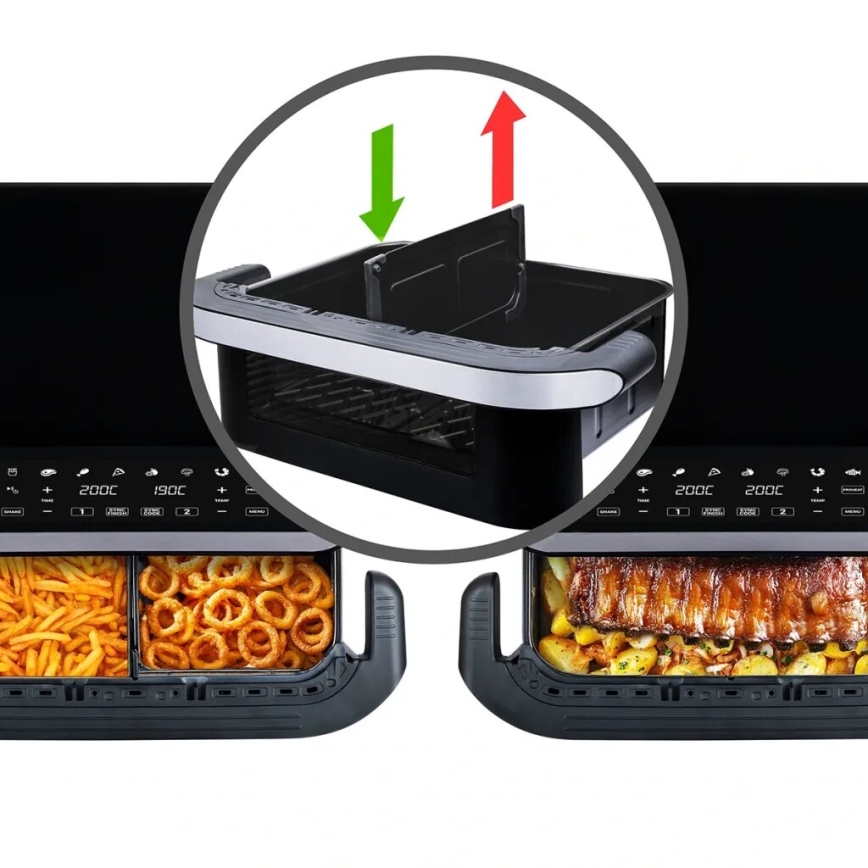 TESLA Electronics AirCook - Multifunktionale digitale Dual-Heißluftfritteuse 10 l 2400W/230V