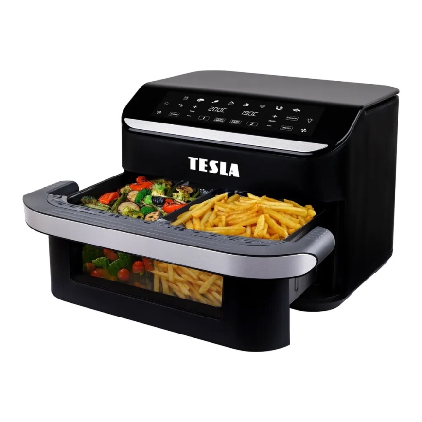 TESLA Electronics AirCook - Multifunktionale digitale Dual-Heißluftfritteuse 10 l 2400W/230V