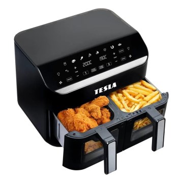 TESLA Electronics AirCook - Multifunktionale digitale Dual-Heißluftfritteuse 9 l 2400W/230V