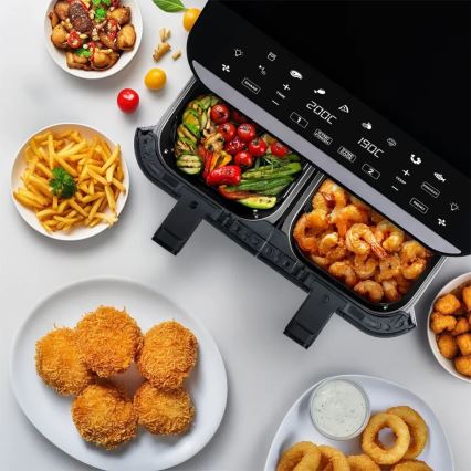 TESLA Electronics AirCook - Multifunktionale digitale Dual-Heißluftfritteuse 9 l 2400W/230V