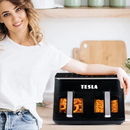 TESLA Electronics AirCook - Multifunktionale digitale Dual-Heißluftfritteuse 9 l 2400W/230V